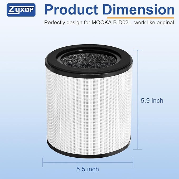 M05 replacement filter,compatible with MOOKA B-D02L/M05 Air purifier,Also fits VEWIOR B-D02U&KOIOS B-D02L air purifier