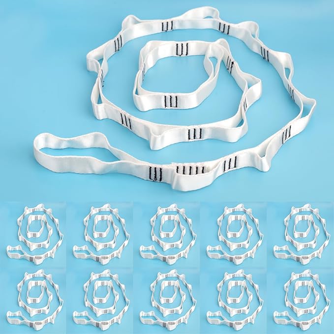 10PCS Nylon Daisy Chain Straps 23 KN for Aerial Yoga Hammock Swing Adjustable Aerial Silk Extender Hanging Rope for Aerial Yoga Belts 3.6FT 5.9FT Long-FlexoryFit
