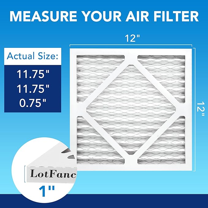 LotFancy 12x12x1 Air Filter MERV 13 Precision Defense (6-Pack) Electrotatic Pleated HVAC Furnace Filters, Replacement for Home AC & Heating Systems