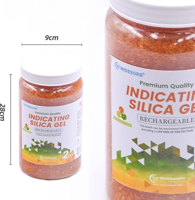 Silica Gel 4LBS, Indicating Silica Beads (Orange to Green), Reusable Silica Gel Desiccant Dehumidifier