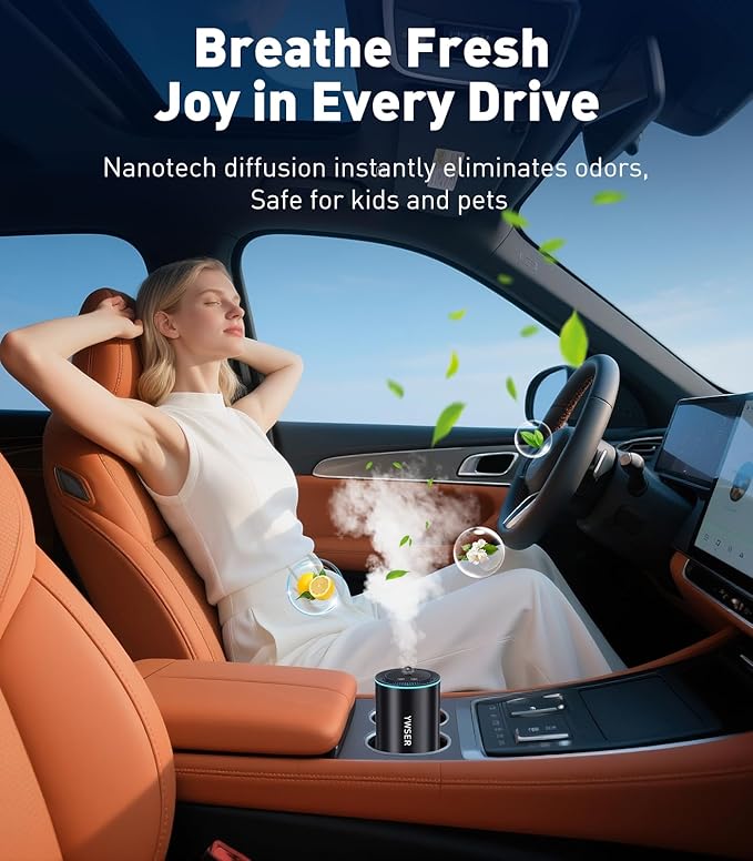 Smart Car Air Freshener, Car Air Freshener Diffuser with Starry Sky Projection and 50ml Perfume, Auto On/Off Intelligent, 3 Mode Adjustable Rechargeable Aroma Diffuser, Encounter