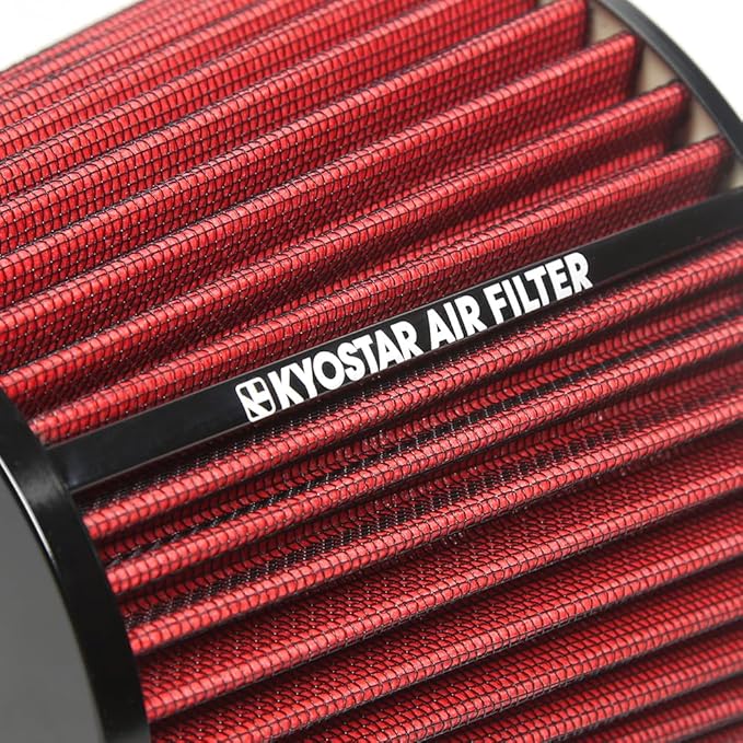 3/3.5/4inch Inlet Cold Air Intake Cone Replacement Performance Washable High Flow Dry Air Filter (RED)