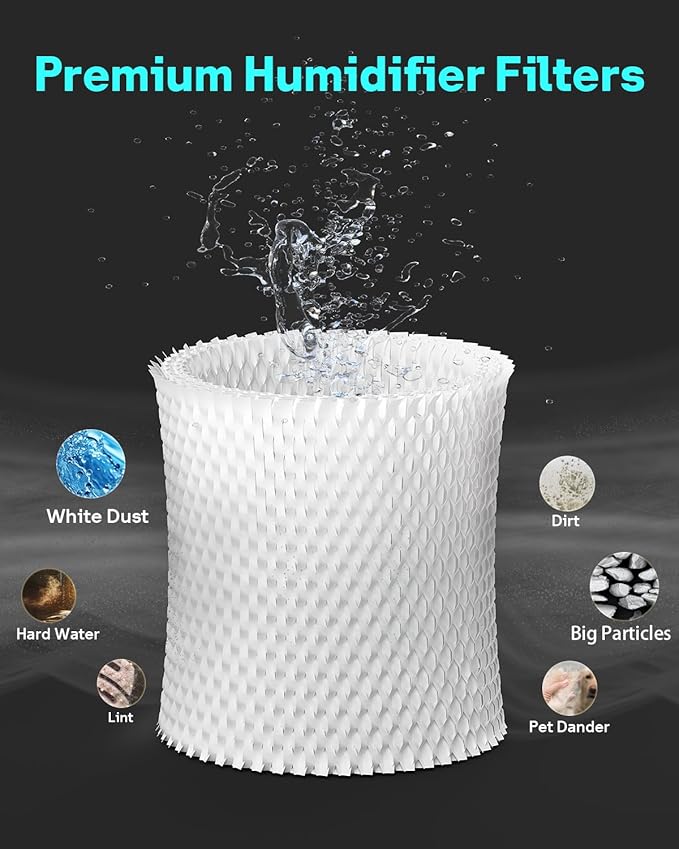 Leemone 6-Pack Bedside Humidifier Filter Replacement Compatible with Canopy Bedside & Nursery Humidifiers, Made with Wood Pulp & Paper Filter, Humidifier Wicking Filter Lasts Up to 6 Weeks