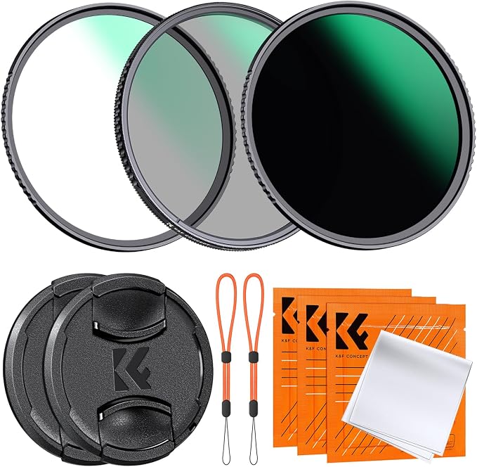 K&F CONCEPT 55mm CPL MCUV ND1000 Lens Filter 2 Lens Caps Kits Waterproof by KFCONCEPT