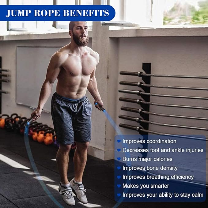 Redify Weighted Jump Rope for Workout Fitness(1LB), Tangle-Free Ball Bearing Rapid Speed Skipping Rope for MMA Boxing Weight-loss,Aluminum Handle Adjustable Length 9MM Fabric Cotton+9MM Solid PVC Rope-FlexoryFit