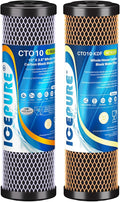 ICEPURE 2-Stage 1 Micron 2.5" x 10" Whole House Water Filter Cartridge Kit with Activated Carbon Block Filter and KDF, Replacement for WFPFC8002, WFPFC9001, SCWH-5, WHCF-WHWC, FXWTC, CBC-10, 1 PACK