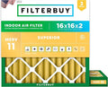 Filterbuy 16x16x2 Air Filter MERV 11 (MPR 1200) Allergen Defense Replacement (2-Pack), Electrostatic Pleated HVAC AC Furnace Filters, Made in USA (Actual Size: 15.50 x 15.50 x 1.75)