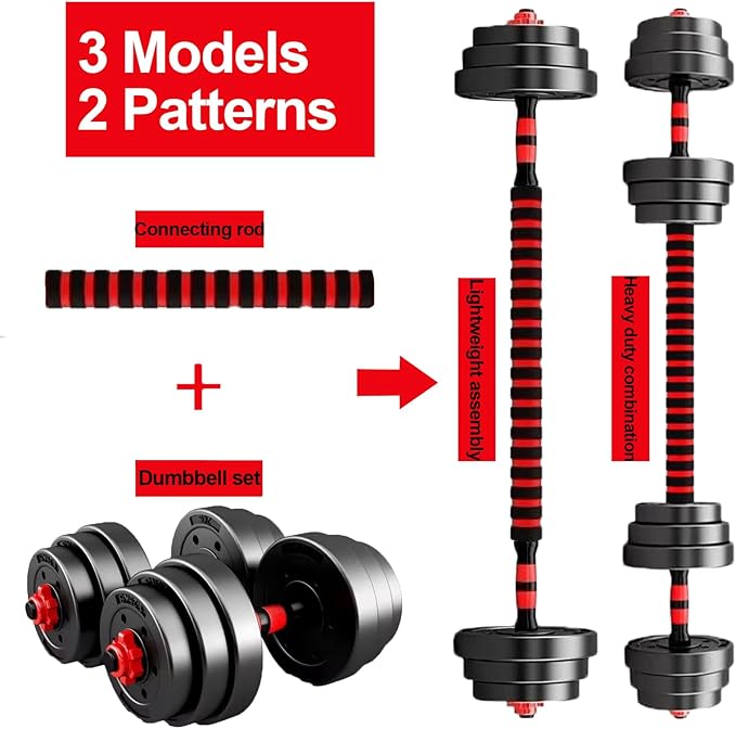 Adjustable Dumbbell Set, 5-44 lbs Free Weight Set with Connector for Barbell, Dumbbells, Push-Up Options, Fitness Exercises for Home Gym Suitable Men/Women-FlexoryFit