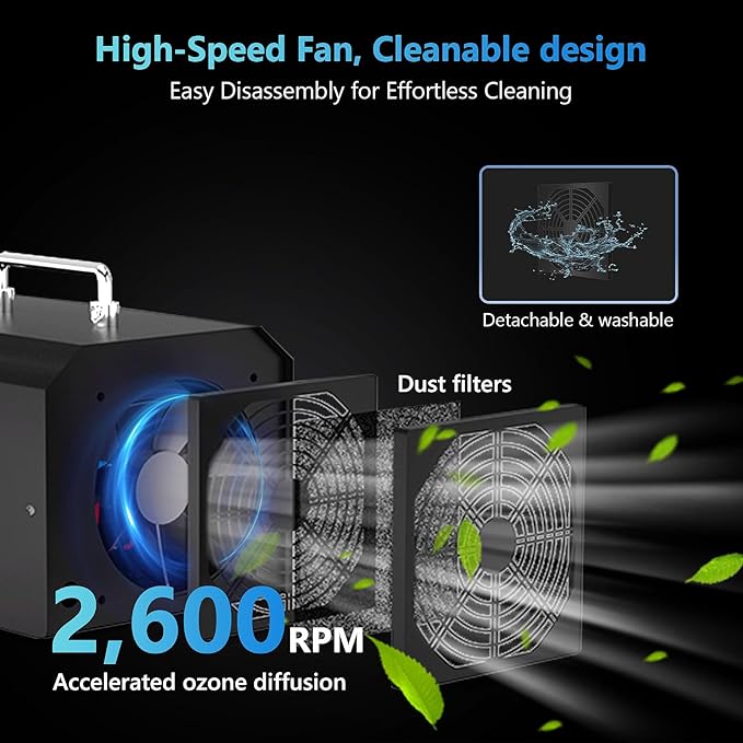 Ozone Generator 90,000mg/h O3 Intelligent Control Ozone Odor Eliminator Commercial Ozone Machine Odor Removal, For Home, Car, Pet Room - High Capacity Ionizer Ozone Air Purifier, Black