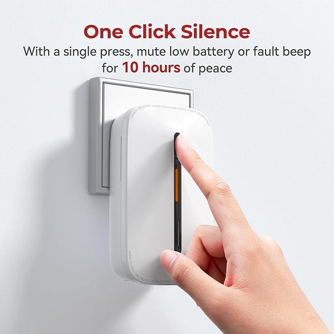 Carbon Monoxide Detectors Plug in,10 Year Replaceable Battery Operated Co Monitor Alarm,Plug and Play Co Detector,Portable Carbon Monoxide Detector for Home,Traval,RV,Hotel GS846A 4 Pack