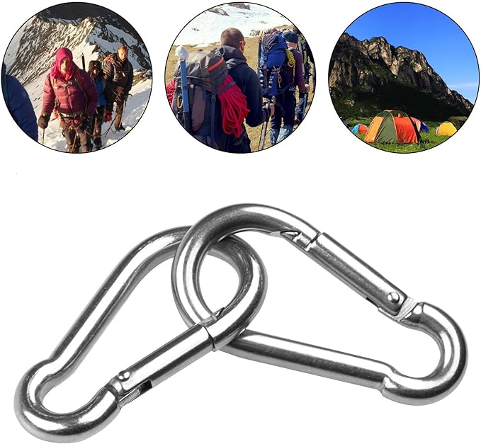 Spring Snap Hooks M5 M6 M8 M10 Carabiner Heavy Duty Carabiner Clips Galvanized Steel Quick Links Caribiniers Hammocks Hooks for Camping Hiking Outdoor Swing Pet Leash Gym