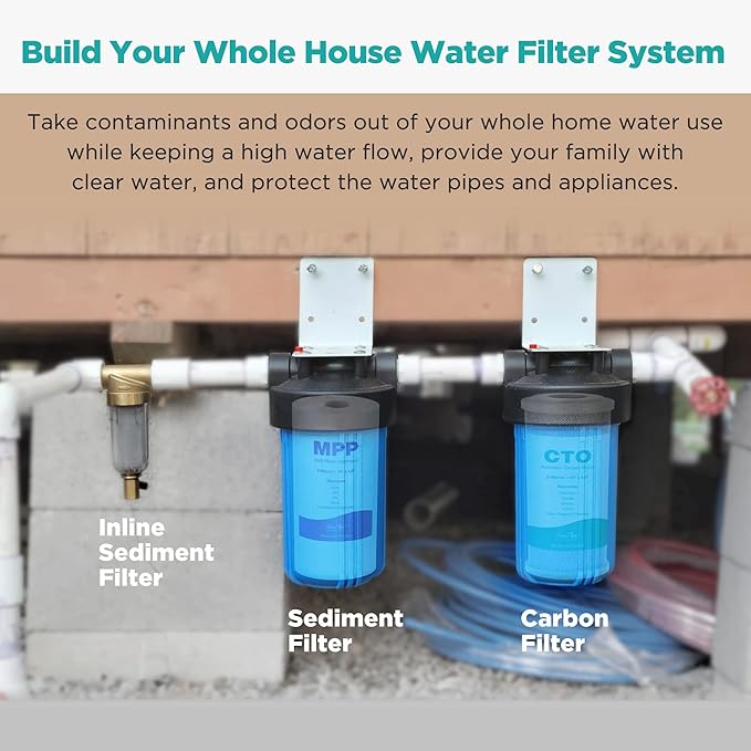 SimPure 5 Micron 10" x 4.5" Sediment and Carbon Water Filters Combo, Whole House Replacement Water Filter Cartridges for GE FXHTC, GXWH40L, WGB21B, FP15B, FC15B, 4-Pack