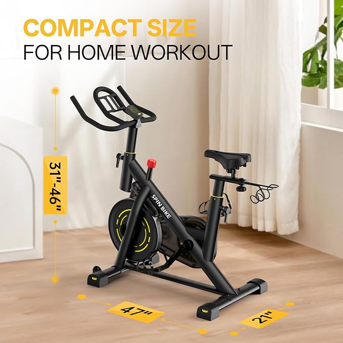 YAMO Exercise Bike, Upgraded Stationary Bikes for Home Cardio with App Compatible, Adjustable Quiet Magnetic Resistance Indoor Cycling Bike 300 LBS Capacity Comfortable Seat Cushion & Tablet Mount-FlexoryFit