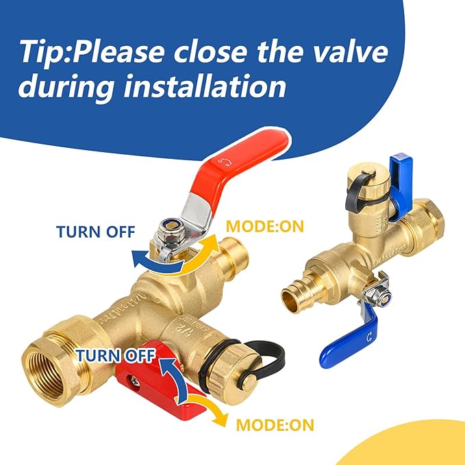 3/4 Inch GUOFIS IPS Tankless Water Heater Valve Kit with Pressure Relief Valve(3/4"FIPx 3/4" PEX-A Expansion F1960),5 Set Water Heater Valve Kit