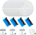 Wonder Creature Cat Water Fountain Filter Replacement, 8 Round Carbon Filters and 4 Upgraded Pre-Filter Sponges for Round Stainless Steel Top Cat Fountain