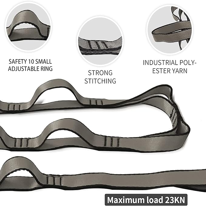 Aerial Yoga Hammock Daisy Chains Strap, Strong 22kN Adjustable with 10 Loops, No Stretch, Climbing Strap Nylon Chain Sling for Aerial Yoga,Swing, Hammock, Suspension, Exercise-FlexoryFit