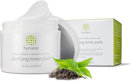 Humane Clarifying Toner Pads for Face - 2% BHA Liquid Salicylic Acid - Pore Minimizer and Facial Exfoliator - Gentle for All Skin Types - Removes Excess Oil, Dead Skin Cells, and Grime - 4 Ounce-FlexoryFit