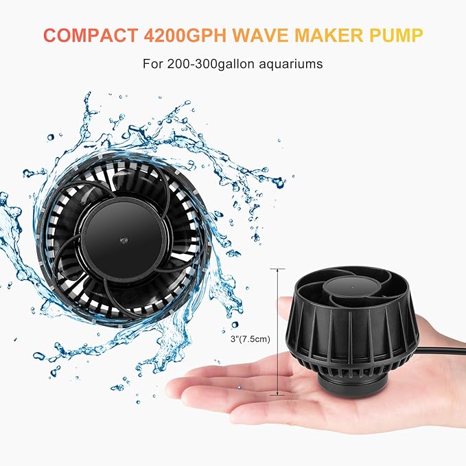 4200GPH Aquarium Wavemaker Pump With Controller 30W DC24V Powerhead with Magnetic Mounting, Wavemaker with LED Display for 200 to 300 Gallon Tank