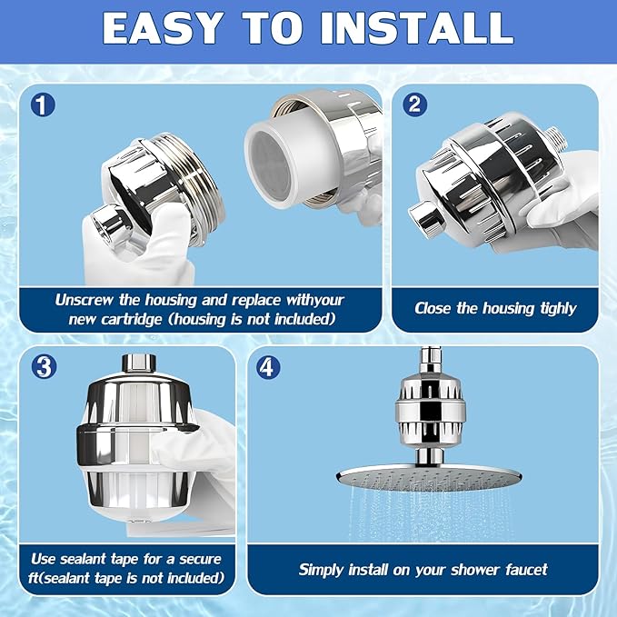 8 Pack 20 Stage Shower Filter Replacement Cartridge, Universal Compatible Shower Head Filter for Hard Water, Microporous Pressurization Design Saving Water High output, 10000 Gallon 3 Month