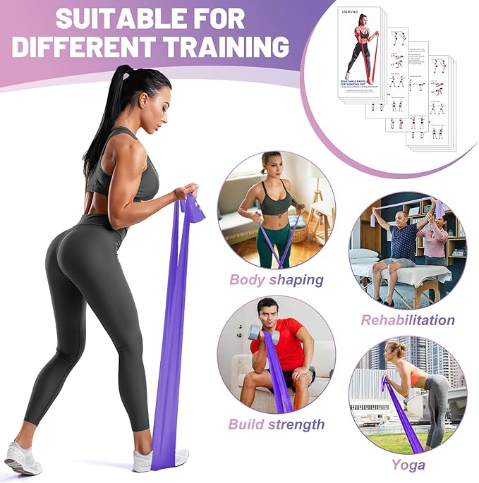 5 Pcs Resistance Bands, Professional Exercise Bands Elastic Stretch Bands for Fitness Yoga Pilates Stretching Strength Training, Workout Bands for Women and Men Home Gym-FlexoryFit