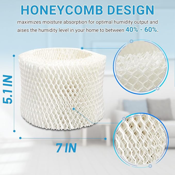 Lemige 6 Pack HAC-504 Humidifier Filters for Honeywell Humidifier HAC-504, HAC-504AW, HAC504V1, HCM350, HCM-350W, HCM-300T, HCM-315T, HCM-600, HCM-710, Replacement Filter A,