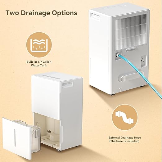 Max 80 Pint Dehumidifier for Large Room & Basement up to 4,500 Sq.Ft, Ultra-Quiet(43.2dB), 6.5L(1.7 Gal) Tank, Auto Shut Off, Dry Mode, Washable Filter, 30-80% Humidity Control.