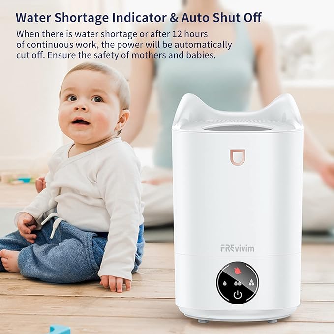 Cool Mist Humidifier, 3.5LTop Fill Ultrasonic Air Humidifier for Bedroom Baby Nursery, portable Large Capacity Humidifier for Home Office Plants.4mode,Quiet, Auto Shut Off, BPA Free. White