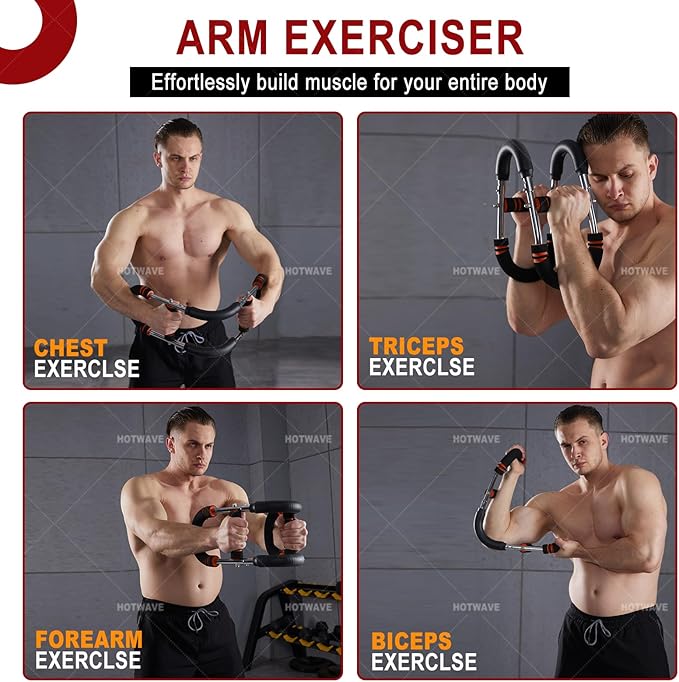 HOTWAVE Twister Arm Exerciser,Adjustable Spring Workout Bar, Forearm Triceps Chest Enhanced Exercise Strengthener,Portable Home Fitness Equipment-FlexoryFit