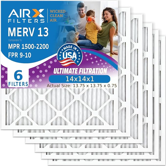 AIRX FILTERS WICKED CLEAN AIR. 14x14x1 Air Filter MERV 13 Electrostatic Pleated by AIRXFILTERSWICKEDCLEANAIR