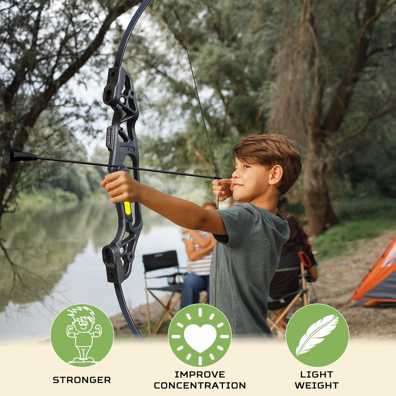 Bow and Arrow Set for Teens Beginners Adults Archery Recurve Bow, Upgraded Arrow Rest, Soft Silicone Finger Guard, 18lbs Longbow Kit with 6X Arrows Backyard Games Gift for Outdoor