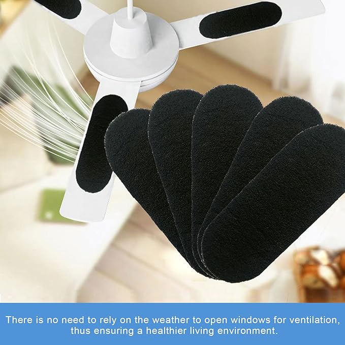 5-Pack Ceiling Fan Filters for Blades, Ceiling Fan Air Purifier Pads, Coconut Carbon Universal Air Filter, Ceiling Fan Blade Filters for Common Household Contaminants (10 * 3.5 * 0.2”)