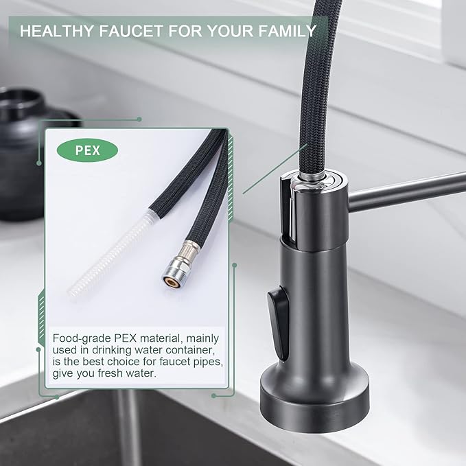 WEWE Black Stainless Kitchen Faucet, Faucet - Image 5