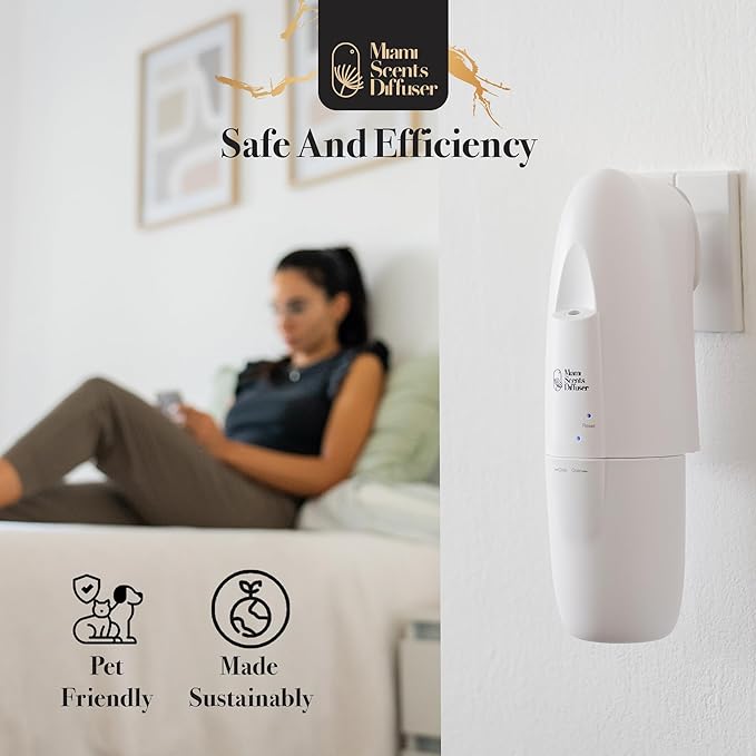 Plug in Wall Waterless Diffuser + Secret Hotel Essential Oils 4 Fl Oz Included Coverage Up to 500 SqFt Smart Bluetooth App Control Scent Air Machine for Home, Office and Spa Ideal for Aromatherapy.