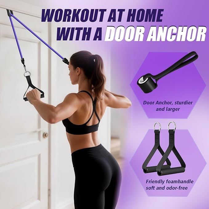 WHATAFIT Resistance Bands, Exercise Bands，Resistance Bands for Working Out, Work Out Bands with Handles for Men and Women Fitness, Strength Training Home Gym Equipment-FlexoryFit