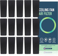 JJI Ceiling Fan Air Filter - Activated Charcoal Ceiling Fan Filters for Pets - Ceiling Fan Blades Shape Design - Easily Sticks on Ceiling Fan Blade Top (15Pack)
