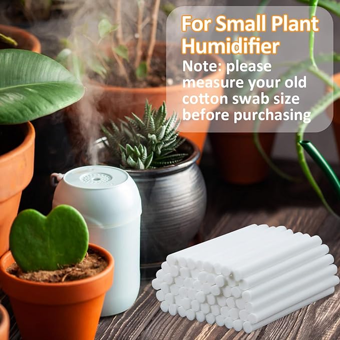 60PCS Humidifier Stick Filter Refill - Mini Air Diffuser Pure Wicks Refill Cotton Filter Sticks Replacement Wicks for Small Portable Humidifier Diffuser in Office Bedroom Home