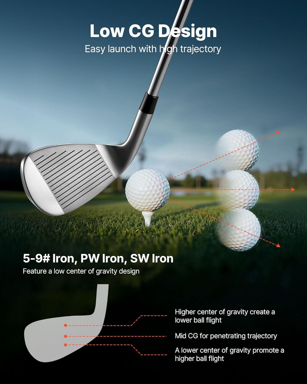 VEVOR Golf Club Set, 12 Pieces Golf Club Complete Set Right Handed with 460CC #1 Driver, #3 & 5 Fairway Wood, #4 Hybrid, #5/#6/#7/#8/#9/#PW/#SW Irons, L-Shaped Putter, Golf Stand Bag