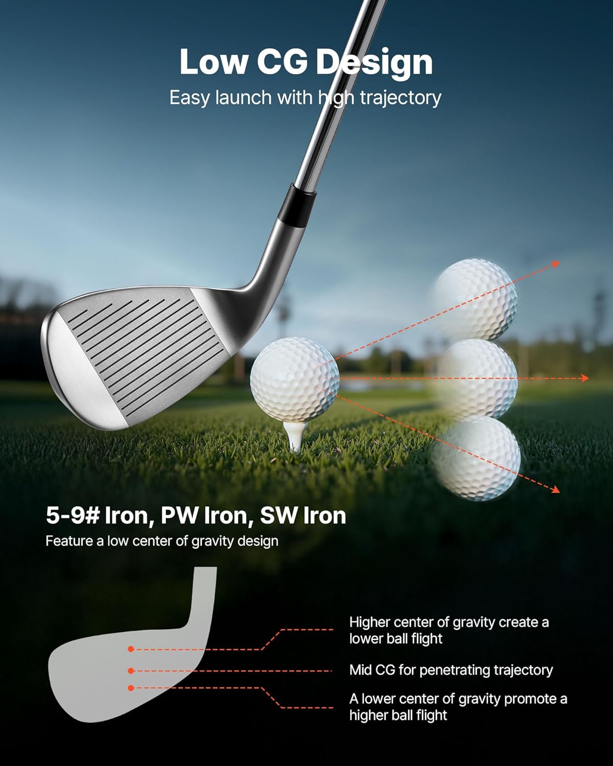 VEVOR Golf Club Set, 12 Pieces Golf Club Complete Set Right Handed with 460CC #1 Driver, #3 & 5 Fairway Wood, #4 Hybrid, #5/#6/#7/#8/#9/#PW/#SW Irons, L-Shaped Putter, Golf Stand Bag
