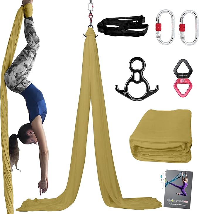 PRIOR FITNESS Aerial Silks Kit Colorful 9/15/20 Yards 40D Nylon Fabric Hammock Set With Hardware & Guide for All Levels Of Aerial Yoga Practice and Acrobatic Flying For Adults Aerial silk-FlexoryFit