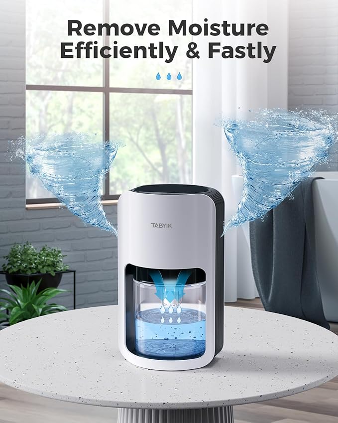 TABYIK Dehumidifiers for Home, 42oz Dehumidifier for Bathroom, Dehumidifiers for Room with Auto Shut Off, Auto Defrost Quiet Dehumidifiers for Bedroom Wardrobe Closet Trailer RV