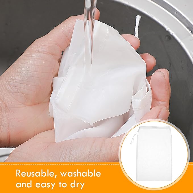 6pcs Nut Milk Bag 12 x 8 Inch Nylon Nut Bag Strainer Fine Mesh Cheese Cloth Reusable 200 Mesh Fine Mesh Bag for Straining Fruit Juice Food Strainer Professional Cold Brew Filter for Coffee Tofu