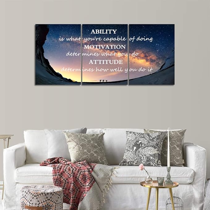 3 Panels Successful Inspirational Posters Quotes Wall Art Ability Modern Motivational Painting Picture Prints on Canvas Artwork Motto for Office Bedroom Decor Living Room Home Decor (72”Wx36”H)-FlexoryFit