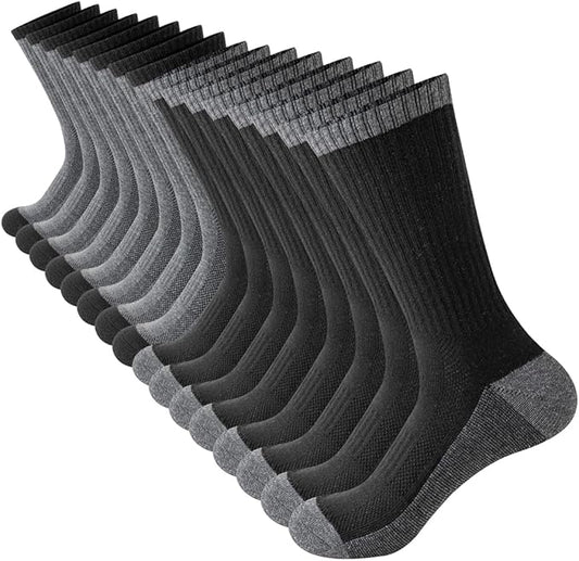 JOYNÉE 8 Pairs Mens Breathable Athletic Crew Socks Arch Support Cushioned Socks for Hiking Sports Running,Sock Size:10-13-FlexoryFit