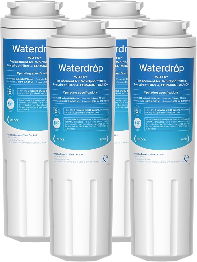 Waterdrop UKF8001 Refrigerator Water Filter 4, Replacement by Waterdrop