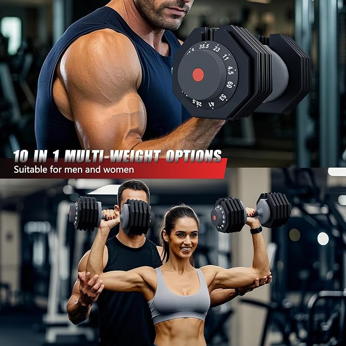 Adjustable Dumbbell Set of 2 Anti-Slip Handle 5 Different Free Weights Per Dumbbell for Men Women Home Workout Gym-FlexoryFit