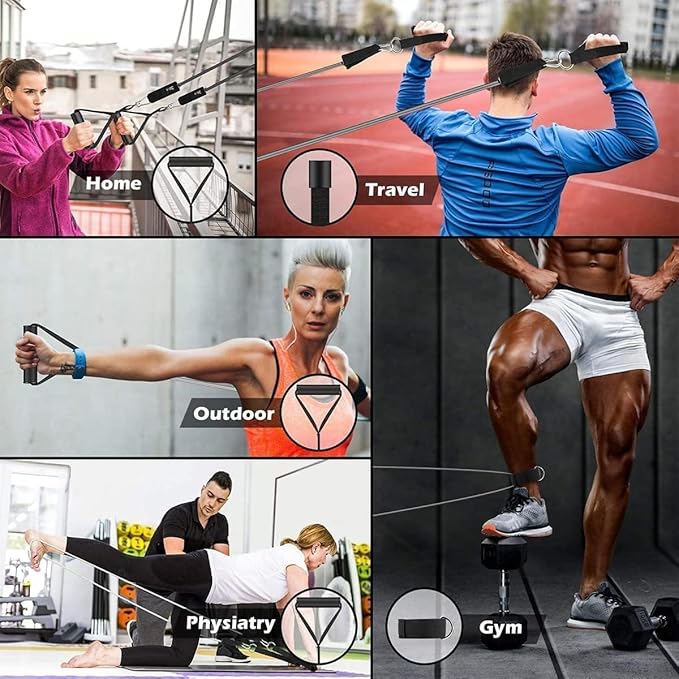 VEICK Resistance Bands, Exercise Bands for Working Out with Handles, Elastic Workout Bands for Men Women, Exercising Bands for Strength Training Equipment at Home Gym-FlexoryFit