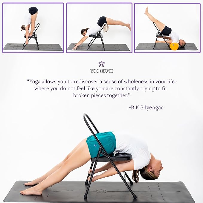 Yogikuti Yoga Chair(Standard) Backless/Folding Chair for Restorative & Iyengar Yoga Practie, Meditation/Fitness-FlexoryFit