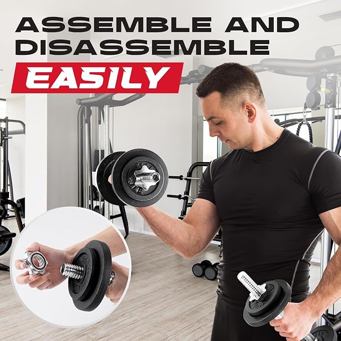 Yes4All Old School Adjustable Dumbbell Set with Weight Plates, Star Lock Collars/Connector, 40lbs to 200lbs Adjustable Weight Plates Set-FlexoryFit