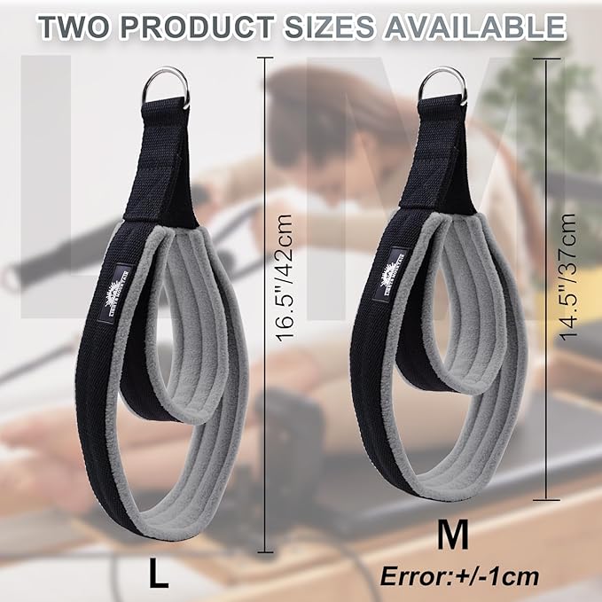 1 Pair Enhanced Pilates Double Loop Straps for Reformer, Thickened D-Ring Handle Straps, Yoga Exercise Accessories in 2 Lengths and Multicolor for Home Gym Workout-FlexoryFit