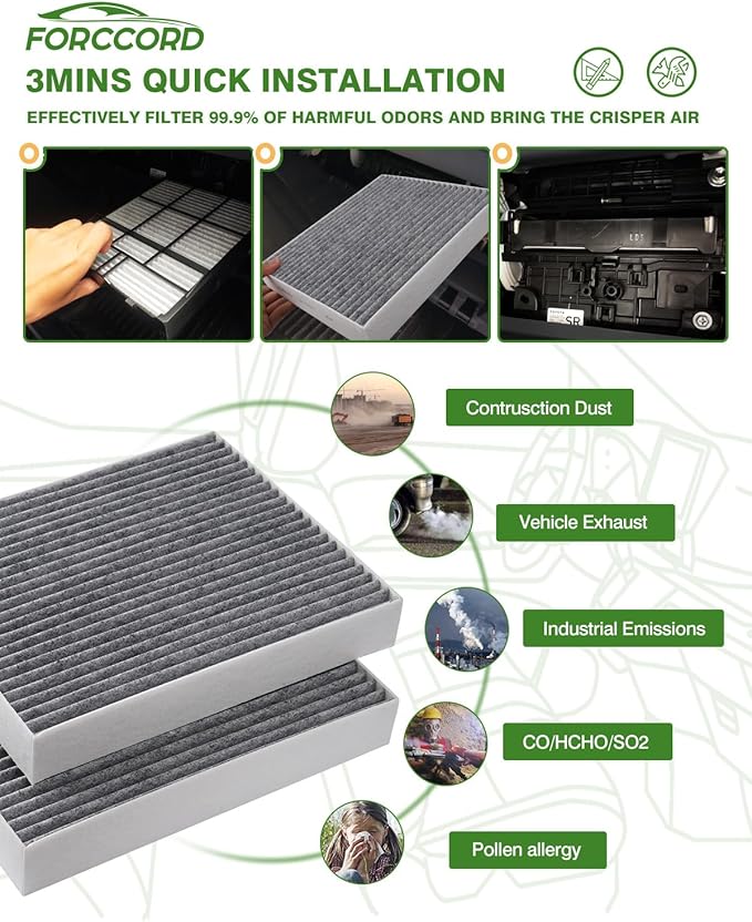 Cabin & Engine Air Filter Fit for Nissan Altima 2026 2025 2024 2023 2022 2021 2020 2019 2.5L Gas Only Activated Carbon Cabin Filter Replacement 272775NA1A CA12551 Car Accessories